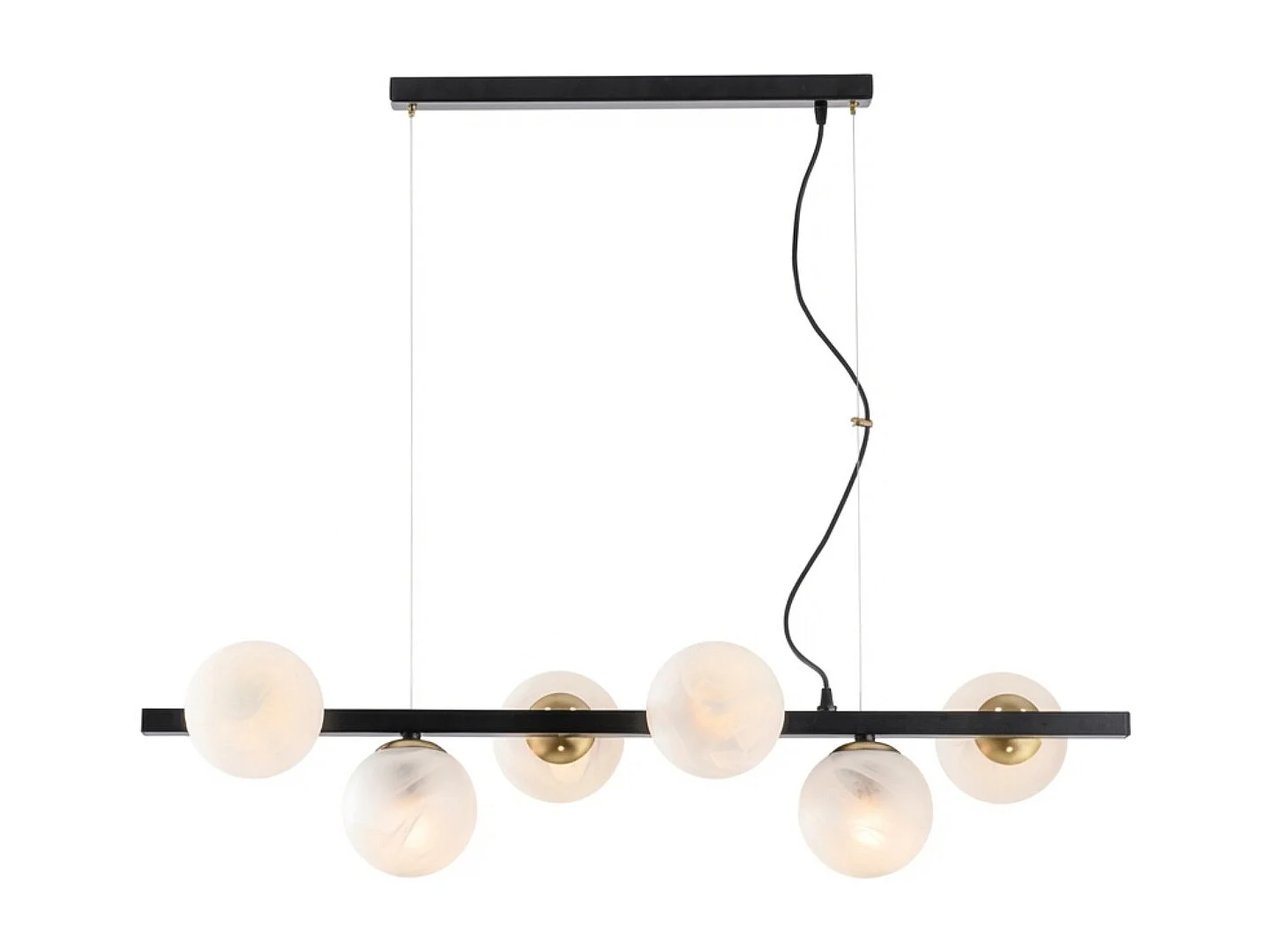 Adrian Suspension en fer laqué noir et bronzé 6 lumières L.101x30 BL278-6-NR