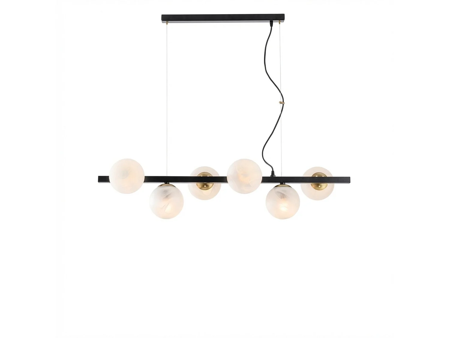 Adrian Pendelleuchte aus schwarz lackiertem und bronziertem Eisen, 6 Lichter, L.101 x 30 BL278-6-NR