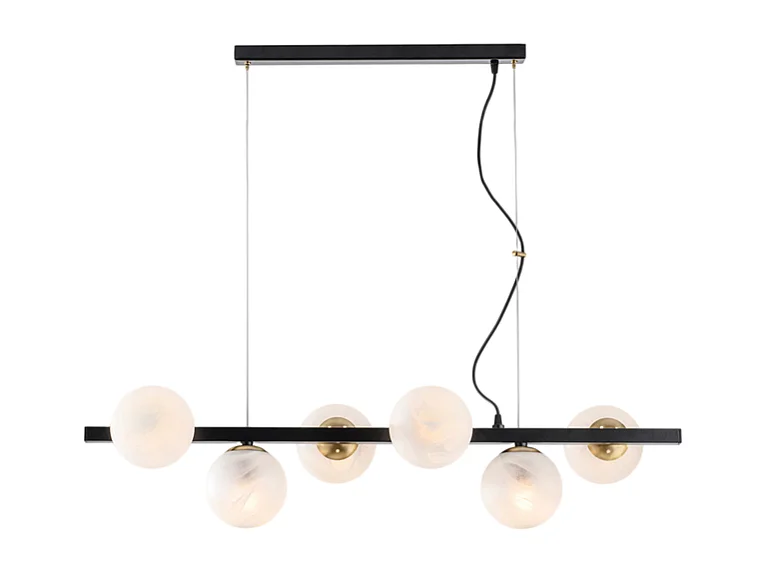 Adrian Suspension en fer laqué noir et bronzé 6 lumières L.101x30 BL278-6-NR