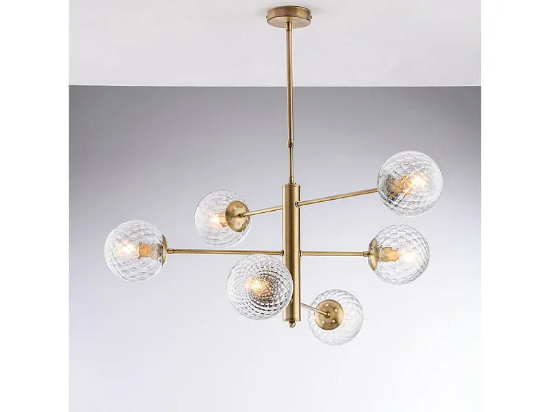 Demetra Suspension en fer bronzé brossé 6 lumières X 97 d.73 BL279-6-BRZ