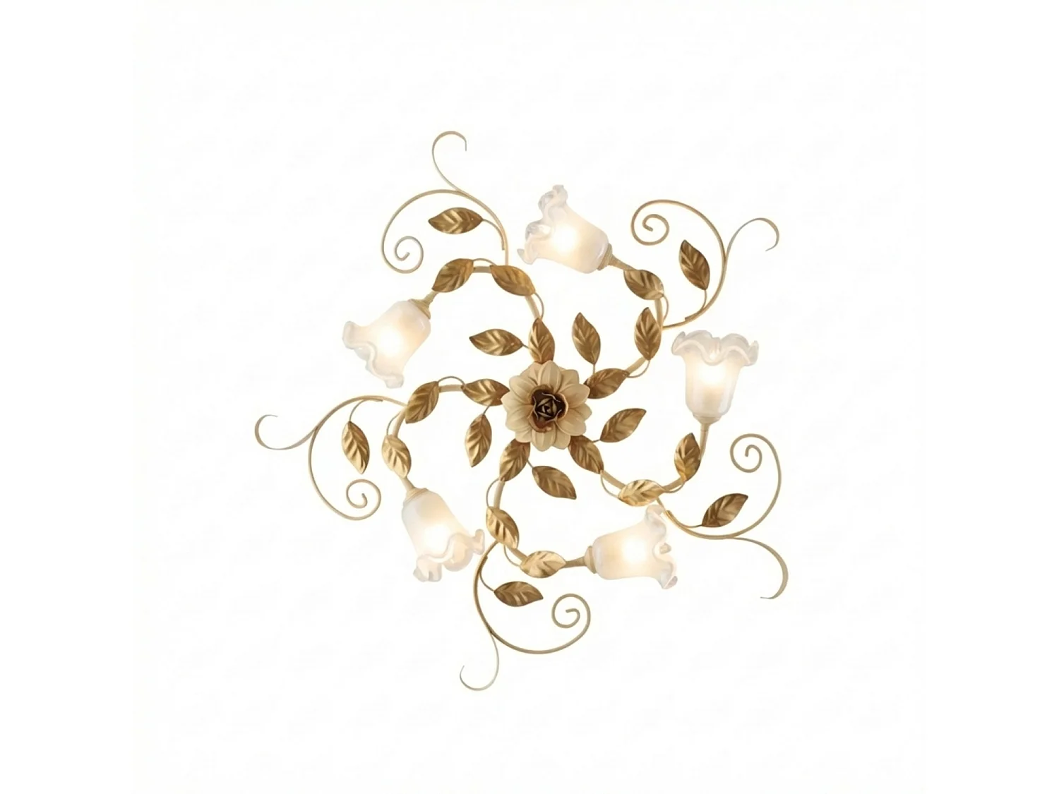 Cesto - Deckenleuchte aus elfenbeinfarben gebeiztem und lackiertem Eisen, 5 Lichter, H.17 - Ø80 - BL274-PL5-AV