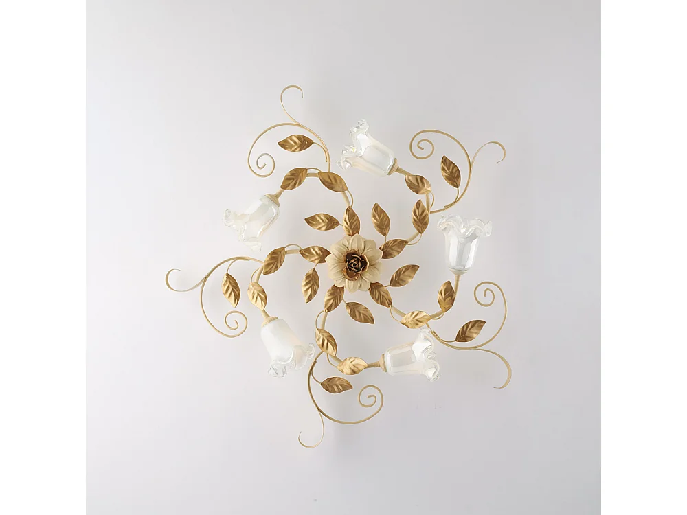 Lampa sufitowa w koszyku z żelaza lakierowanego na kolor kości słoniowej z 5 światłami H.17 Ø80 BL274-PL5-AV