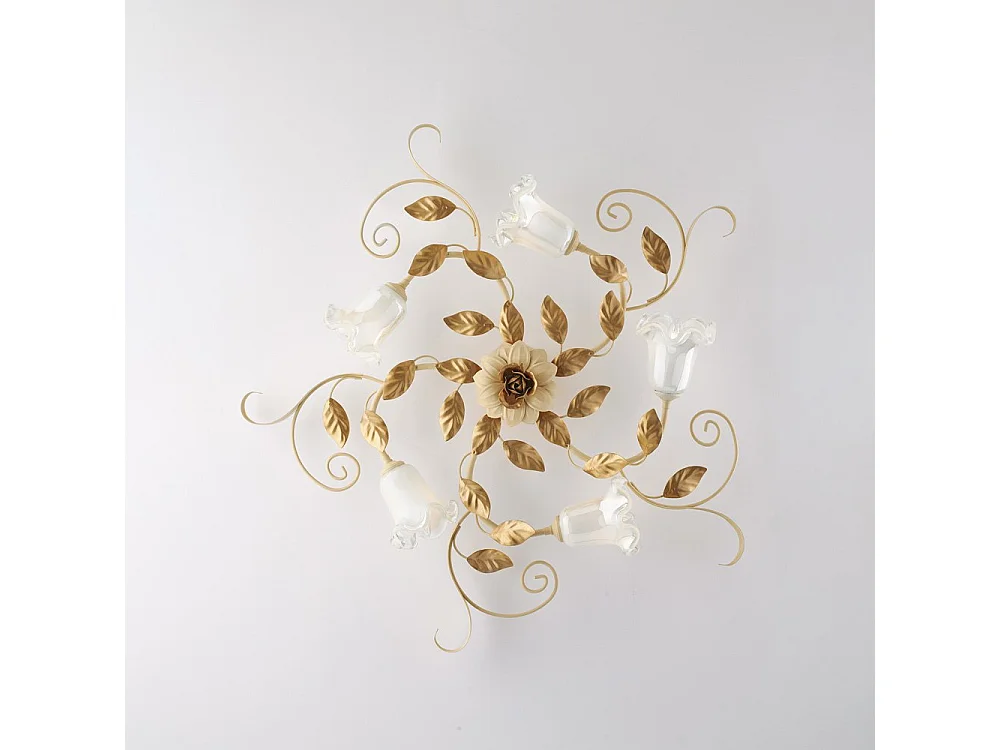 Lampa sufitowa w koszyku z żelaza lakierowanego na kolor kości słoniowej z 5 światłami H.17 Ø80 BL274-PL5-AV