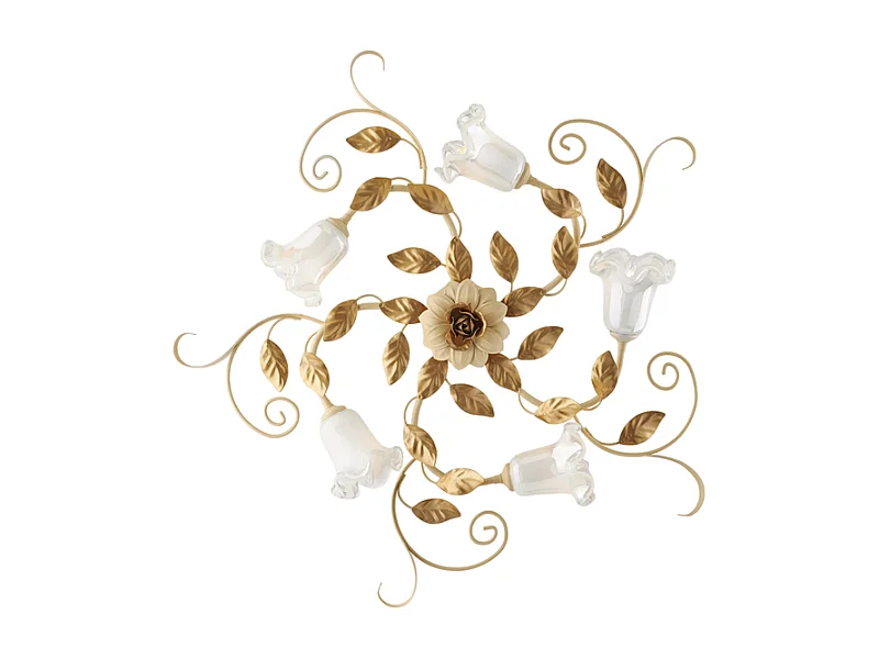 Cesto - Ivoor gebeitst gelakt ijzeren plafondlamp 5 lichts H.17 - Ø80 - BL274-PL5-AV