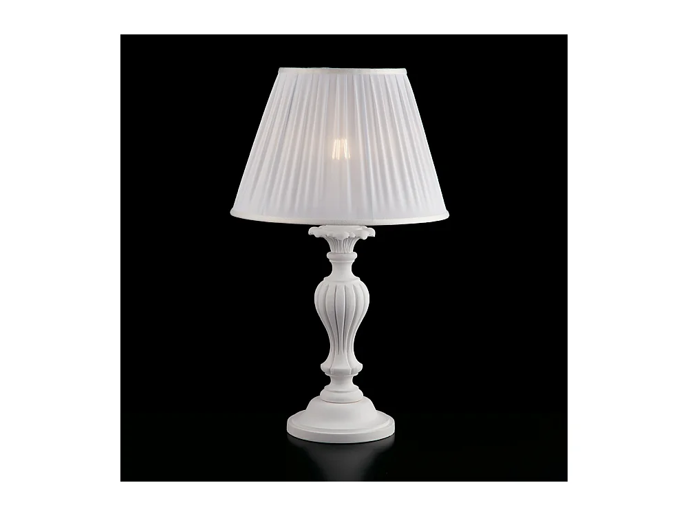 Leonardo Lampe Shabby en bois blanc 1 lumière avec abat-jour dm.35 H.62 d.35 BL180-LM-BCO