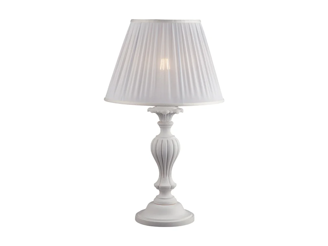 Leonardo - Candeeiro de madeira branco gasto 1 luz com abajur dm.35 H.62 - Ø35 - BL180-LM-BCO