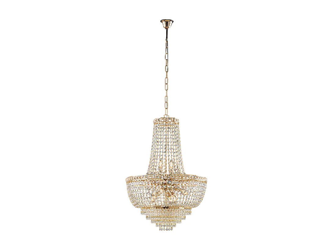 Wagner Lustre en fer et laiton doré avec strass 8 lumières 133 d.52 BL266-8-OR