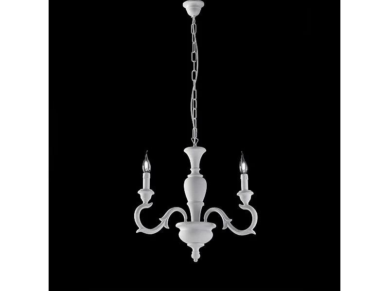 Fiorenza Lustre Shabby en bois blanc 3 lumières 110 d.43 BL172-3-BCO