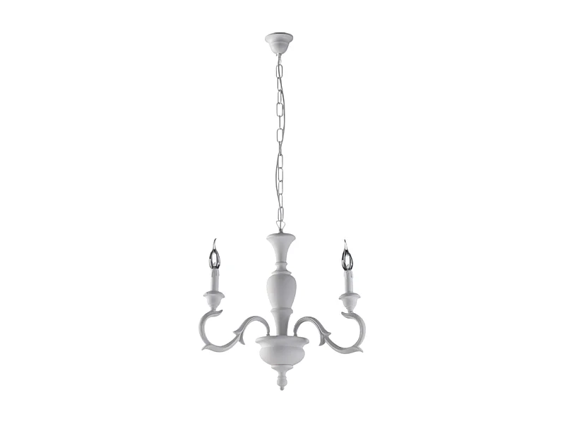 Fiorenza - Shabby witte houten kroonluchter 3 lichts 110 - Ø43 - BL172-3-BCO