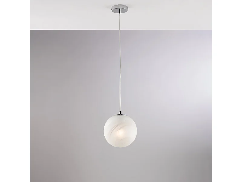 Olaf Suspension 1 lumière en fer chromé avec sphère dm.20 130 d.20 BL294-S1-CR