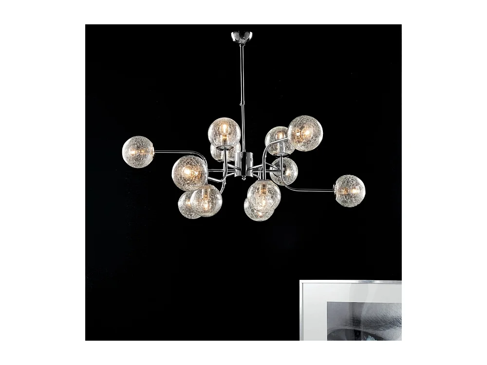 Ikarus - Gepolijst chroom ijzeren hanglamp 12 lichts 94 - Ø105 - BL213-12-CR