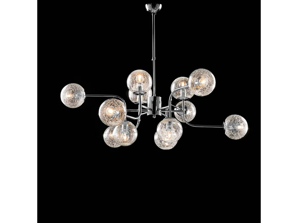 Ikarus Lampe à suspension en fer chromé poli 12 lumières 94 d.105 BL213-12-CR