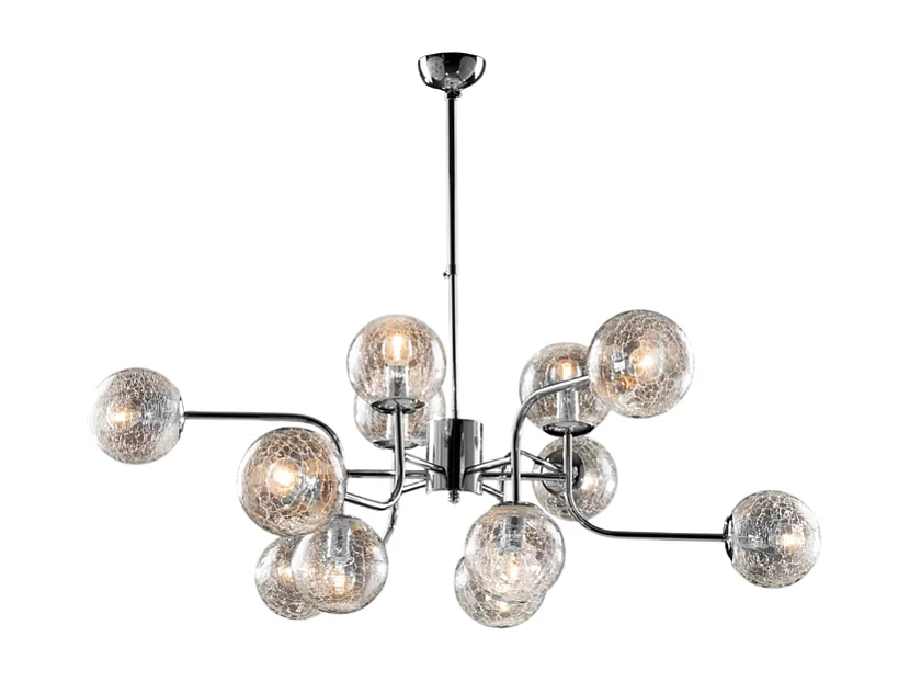 Ikarus - Gepolijst chroom ijzeren hanglamp 12 lichts 94 - Ø105 - BL213-12-CR