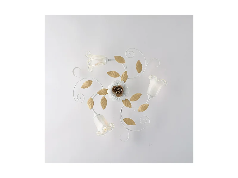 Cesto - Shabby wit gelakte ijzeren plafondlamp 3 lichts H.17 - Ø56 - BL274-PL3-BCO