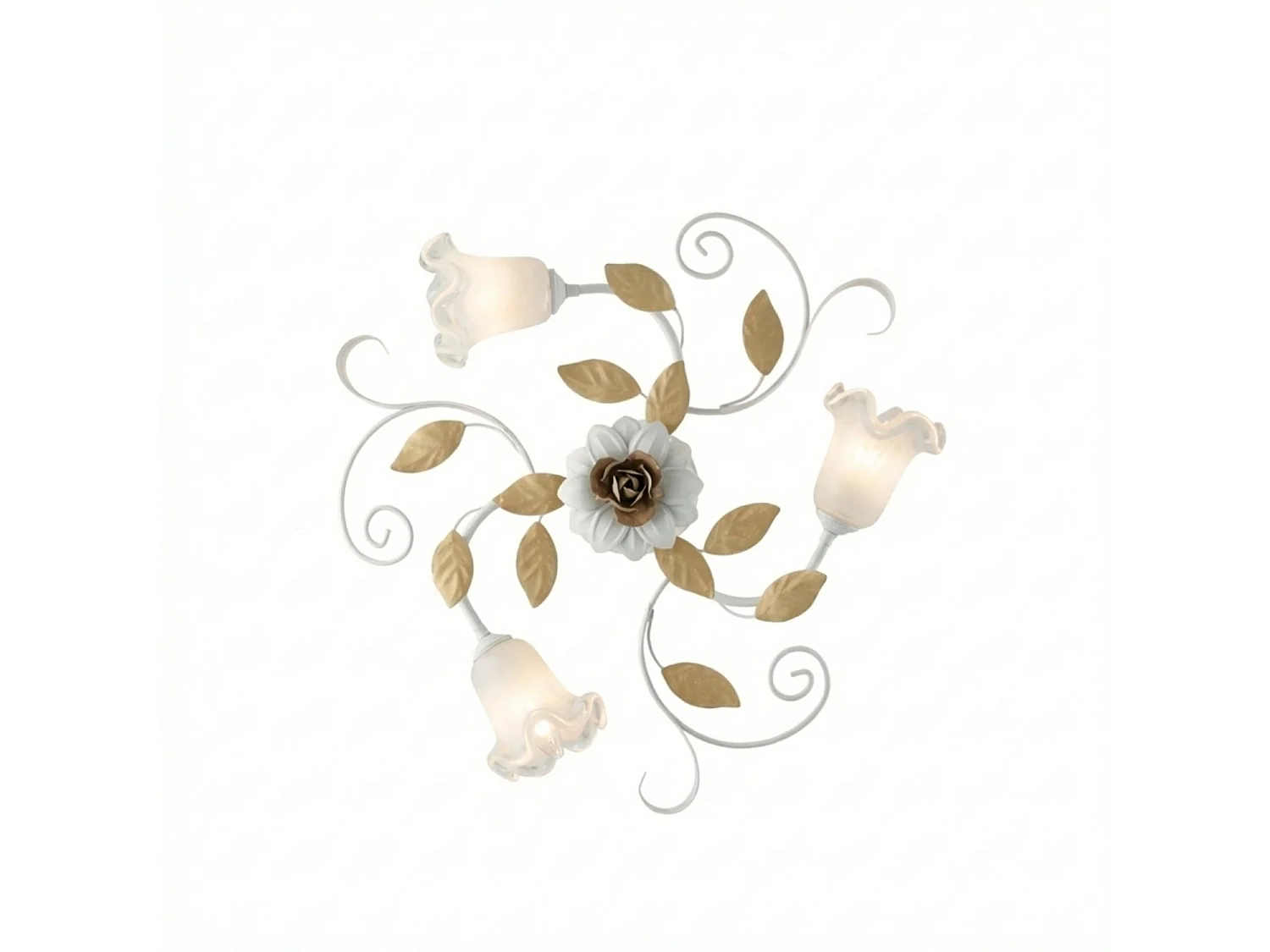 Cesto Plafoniera in ferro laccato bianco shabby 3 luci H.17 Ø56 BL274-PL3-BCO