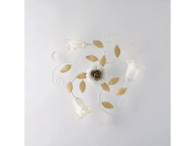 Cesto - Shabby wit gelakte ijzeren plafondlamp 3 lichts H.17 - Ø56 - BL274-PL3-BCO