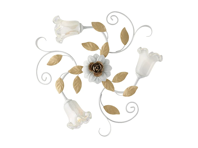 Cesto Plafoniera in ferro laccato bianco shabby 3 luci H.17 Ø56 BL274-PL3-BCO