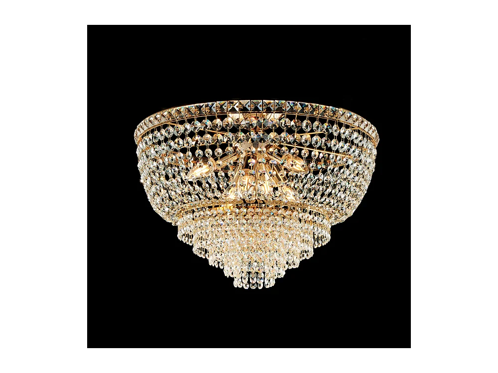 Wagner - Deckenleuchte aus Eisen und goldenem Messing mit Strasssteinen 6 Lichter H.38 - Ø52 - BL266-PL6-OR