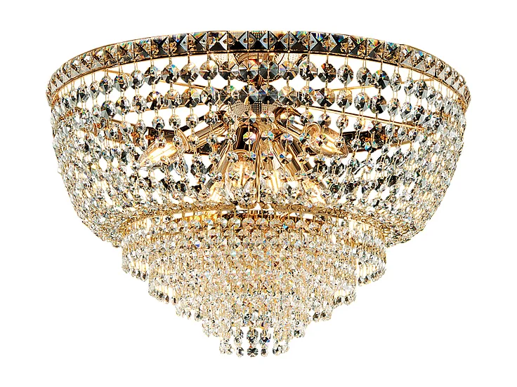 Wagner Plafonnier en fer et laiton doré avec strass 6 lumières H.38 d.52 BL266-PL6-OR