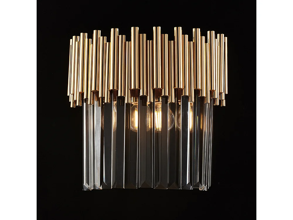 Bonetti Illumina -  Ravel - Wandleuchte aus goldenem Eisen mit Strasssteinen, 2 Lichter .28 - P.14 - BL268-AP2-OR