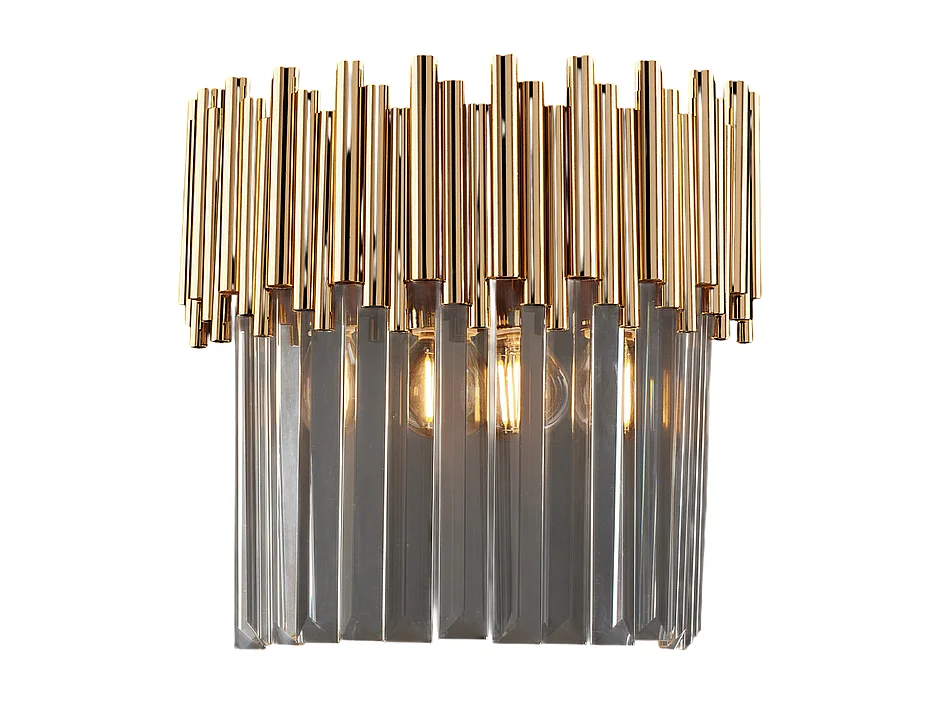 Bonetti Illumina -  Ravel - Wandleuchte aus goldenem Eisen mit Strasssteinen, 2 Lichter .28 - P.14 - BL268-AP2-OR