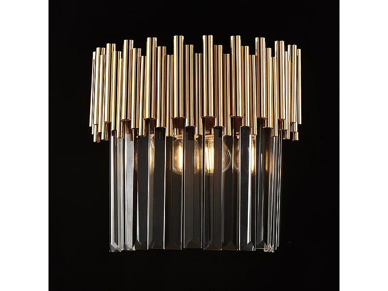 Bonetti Illumina -  Ravel - Wandleuchte aus goldenem Eisen mit Strasssteinen, 2 Lichter .28 - P.14 - BL268-AP2-OR