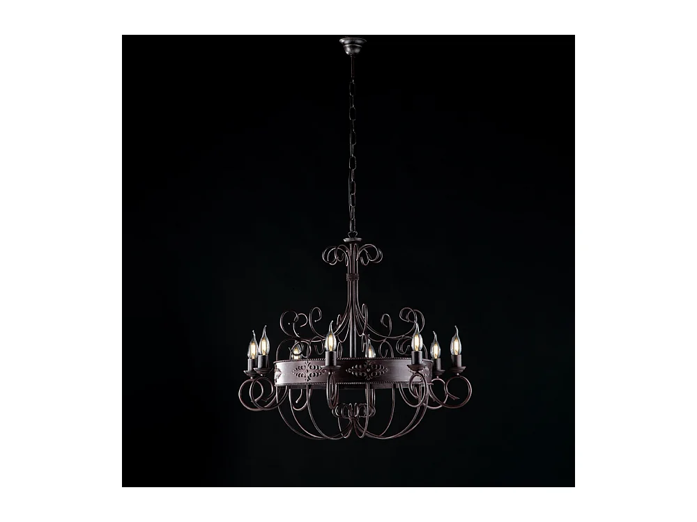 Bonetti Illumina -  Baltimore - Kronleuchter aus schwarz und rostlackiertem Eisen, 8 Lichter 126 - Ø76 - BL183-8-RG