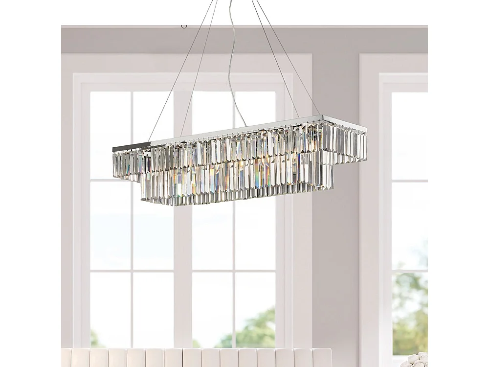 Amadeus - Zawieszenie z mosiądzu i chromowanego żelaza z kryształkami, 8 lamp L.104 X 32 - BL262-8-CR