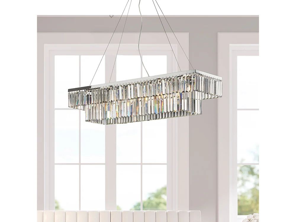 Amadeus - Zawieszenie z mosiądzu i chromowanego żelaza z kryształkami, 8 lamp L.104 X 32 - BL262-8-CR