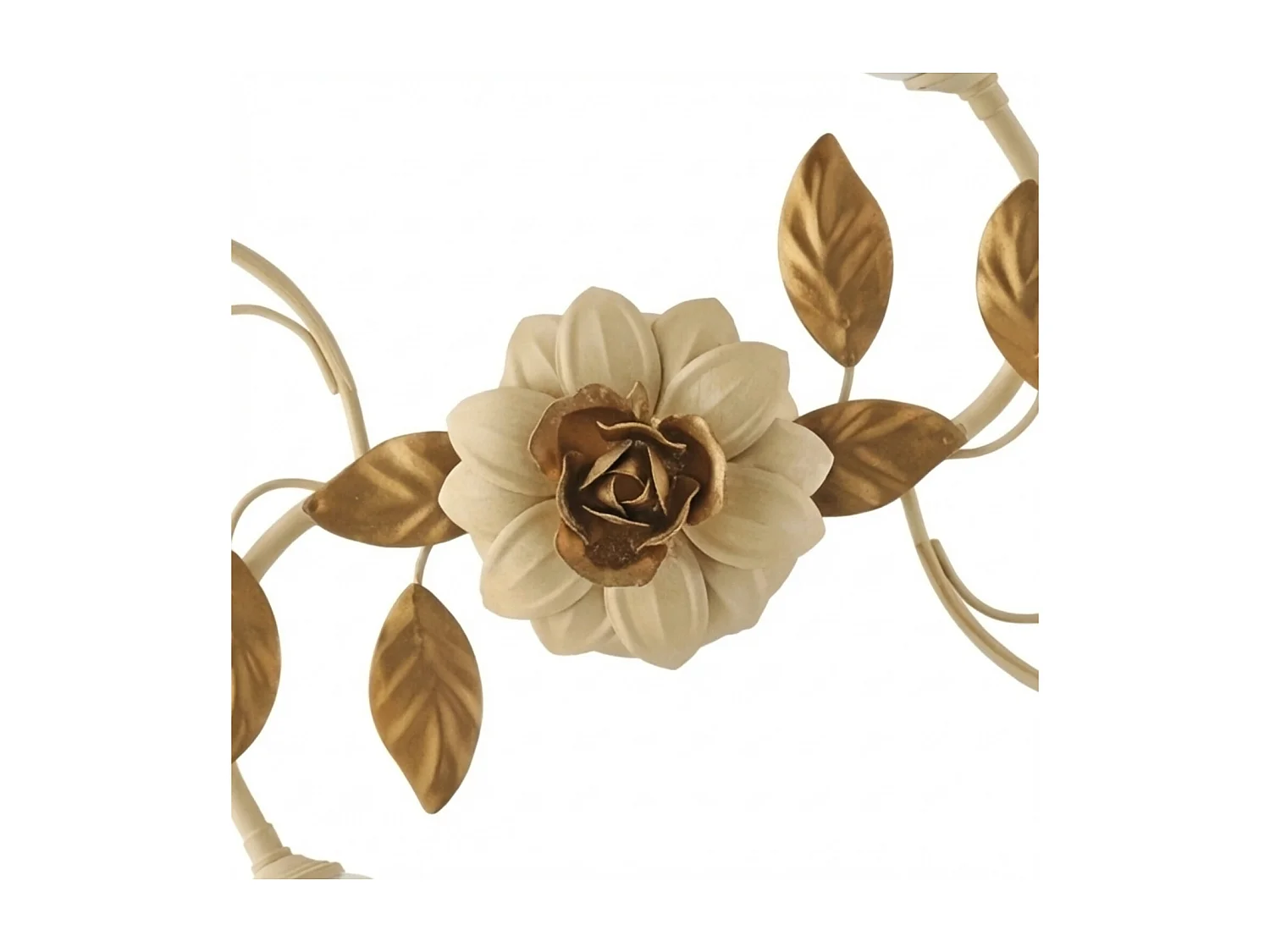 Cesto Plafonnier en fer laqué décapé ivoire 2 lumières H.17 d.52 BL274-PL2-AV