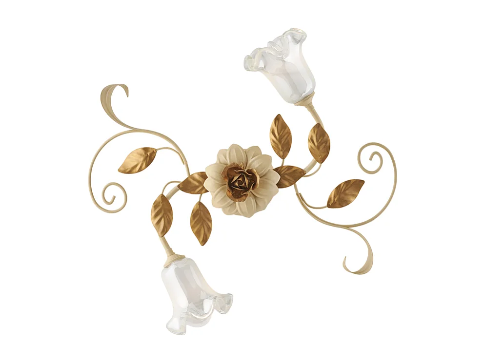 Lampa sufitowa w koszyku z żelaza lakierowanego na kolor kości słoniowej z 2 światłami H.17 Ø52 BL274-PL2-AV