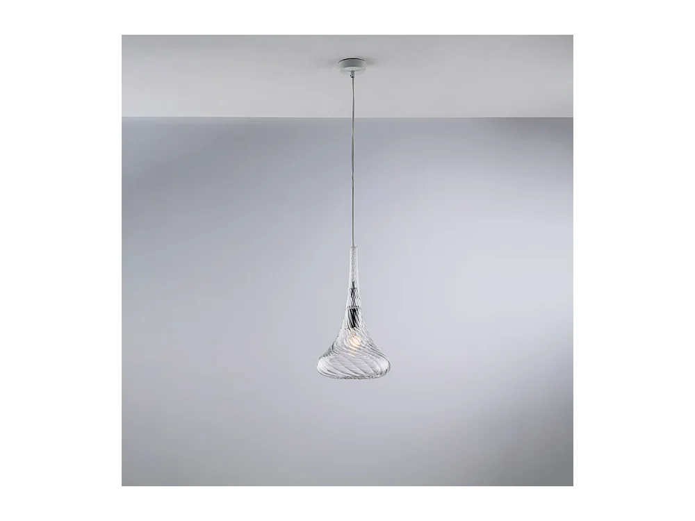 Bonetti Illumina -  Nemesi - Eisenaufhängung mit transparentem Pyrexglas 1 Licht 142 - Ø20 - BL280-S1-TR