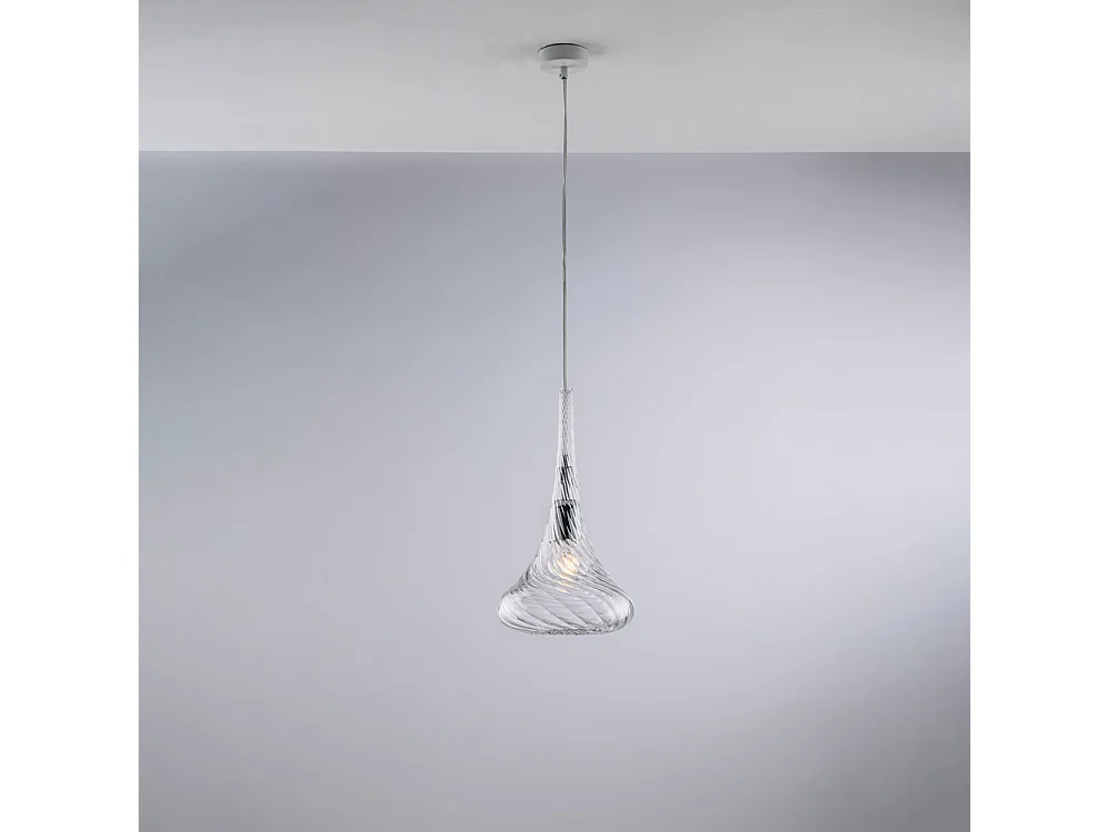 Nemesi Suspension en fer avec verre pyrex transparent 1 lumière 142 d.20 BL280-S1-TR