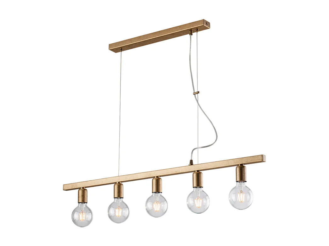 Fabian - Hanglamp in zwart en goudgelakt ijzer 5 lichts L.101 X 5 - BL293-5-OR