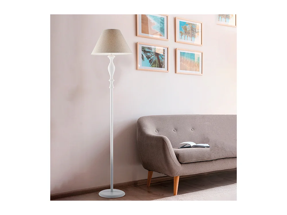 Cascina - Vloerlamp in hout en wit ijzer 1 lichts en lampenkap d.45 .183 - Ø45 - BL265-PH-BCO