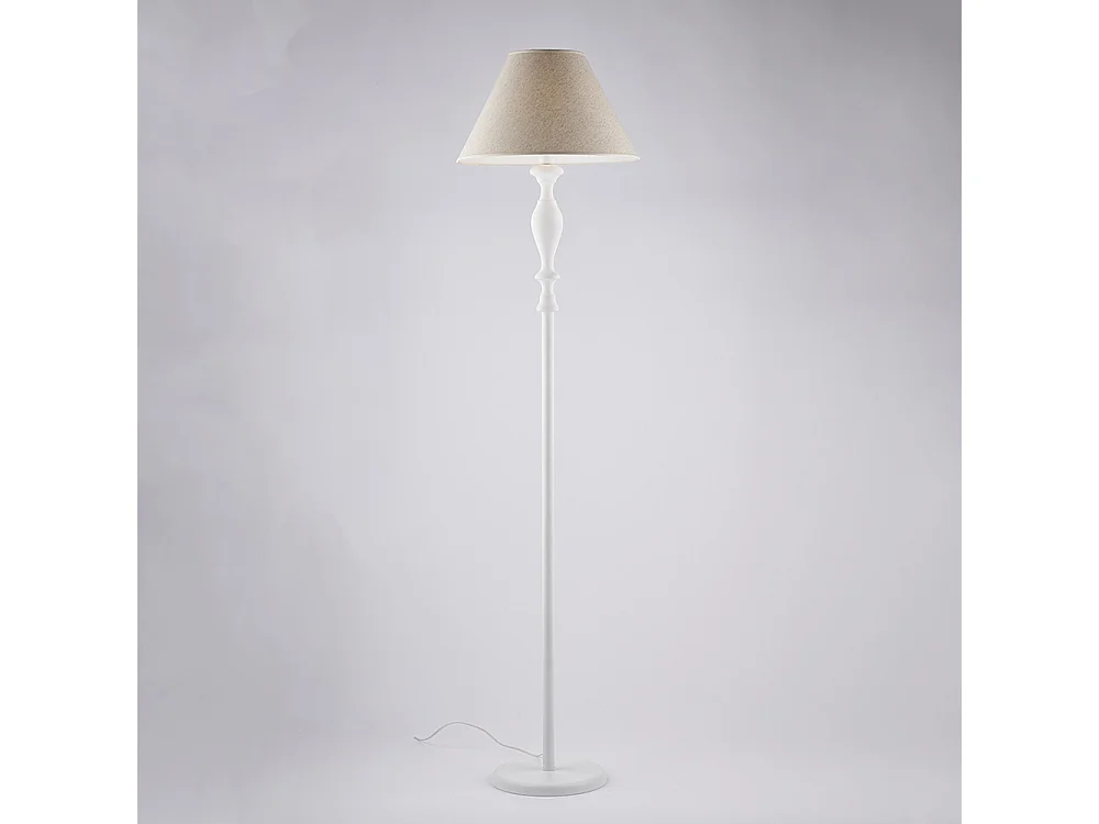Cascina Lampadaire en bois et fer blanc 1 lumière et abat-jour d.45.183 d.45 BL265-PH-BCO