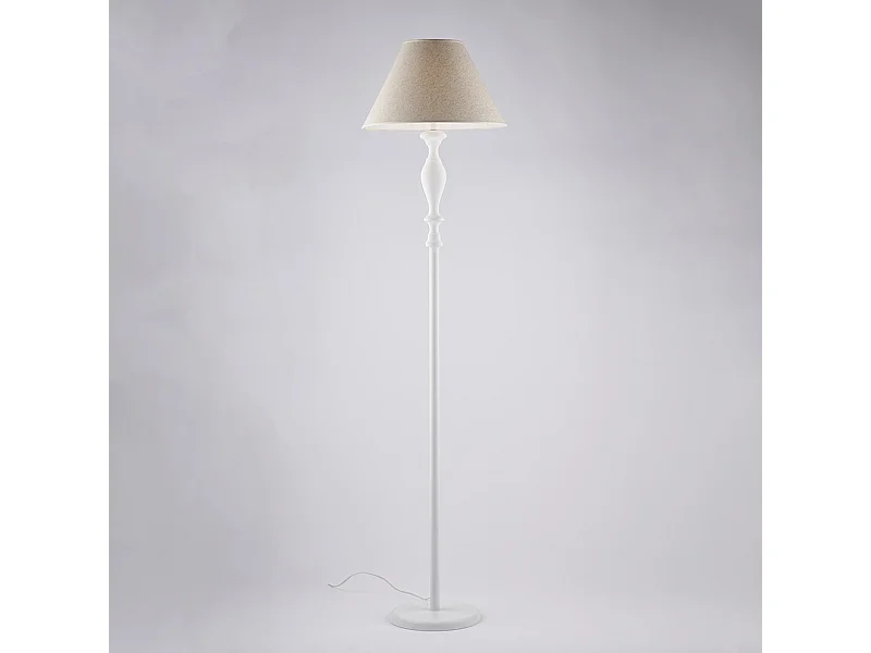 Cascina Lampadaire en bois et fer blanc 1 lumière et abat-jour d.45.183 d.45 BL265-PH-BCO