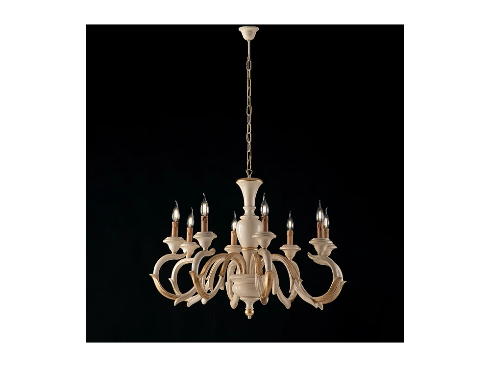 Bonetti Illumina -  Fiorenza - Kronleuchter aus Elfenbeinholz und Blattgold 8 Lichter 125 - Ø93 - BL172-8-AV