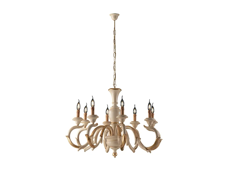 Bonetti Illumina -  Fiorenza - Kronleuchter aus Elfenbeinholz und Blattgold 8 Lichter 125 - Ø93 - BL172-8-AV