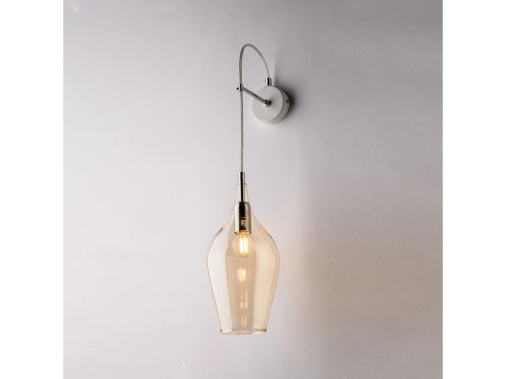 Ares Applique en fer et verre pyrex ambré 1 lumière .14 P.21 BL273-AP1-AM