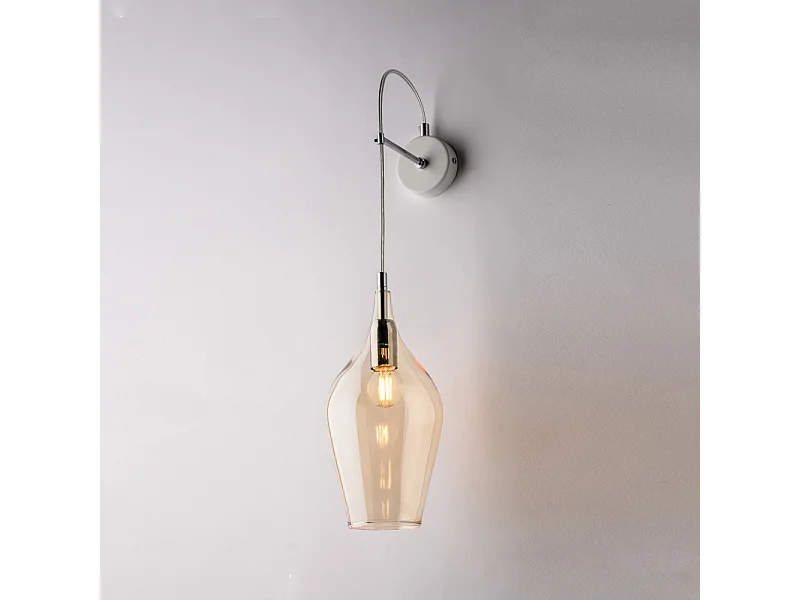 Bonetti Illumina -  Ares - Wandleuchte aus Eisen mit bernsteinfarbenem Pyrexglas 1 Licht .14 - P.21 - BL273-AP1-AM