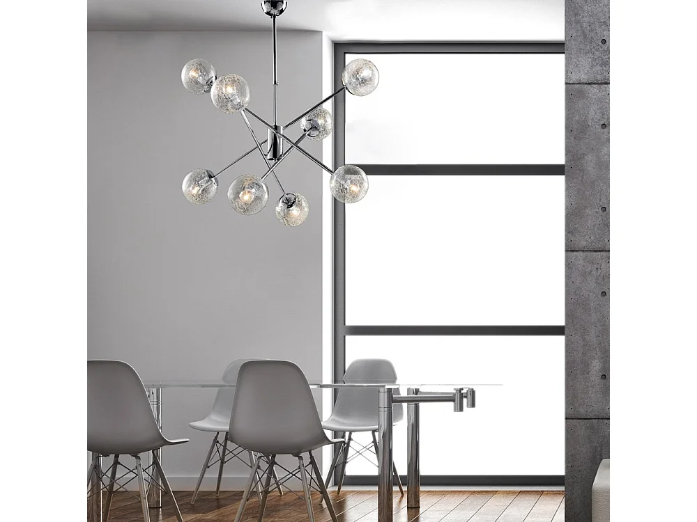 Lampadario Moderno Tresor Metallo Cromo 8 Luci E14