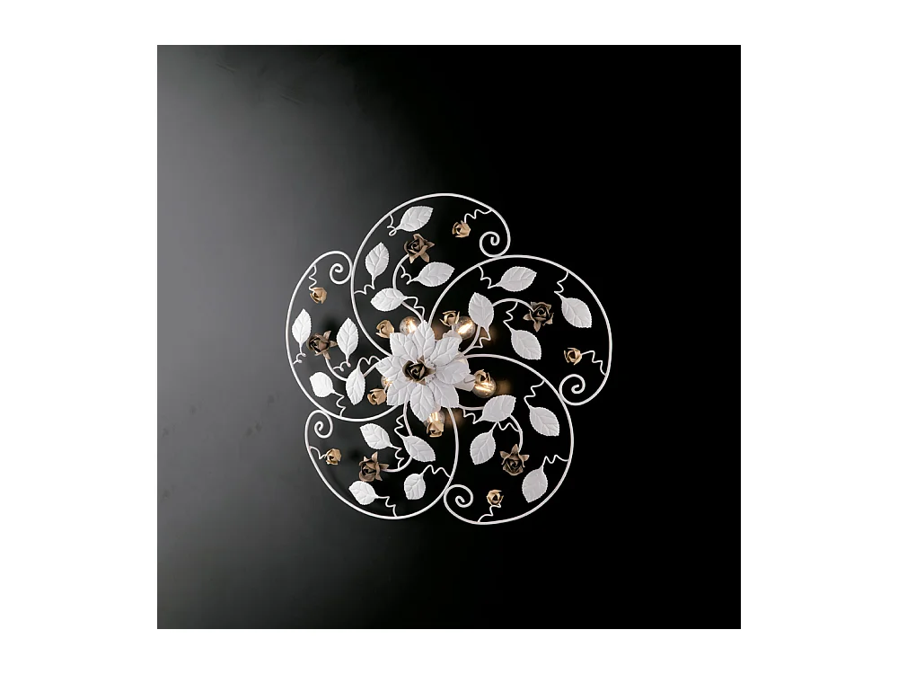 Bonetti Illumina -  Bella - Shabby Deckenleuchte aus weiß lackiertem Eisen 5 Lichter H.22 - Ø65 - BL196-PL5-BCO