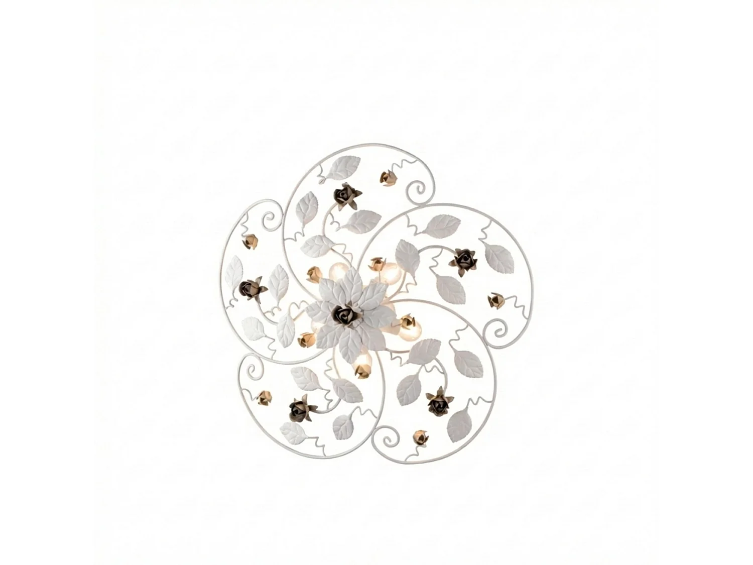 Beautiful shabby chic white lacquered iron ceiling lamp with 5 lights, H.22 x Ø65 cm, BL196-PL5-BCO