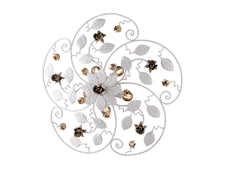 Bonetti Illumina -  Bella - Shabby Deckenleuchte aus weiß lackiertem Eisen 5 Lichter H.22 - Ø65 - BL196-PL5-BCO