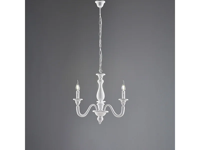 Lucca Shabby biały drewniany żyrandol 3 światła 108 Ø41 BL271-3-BCO