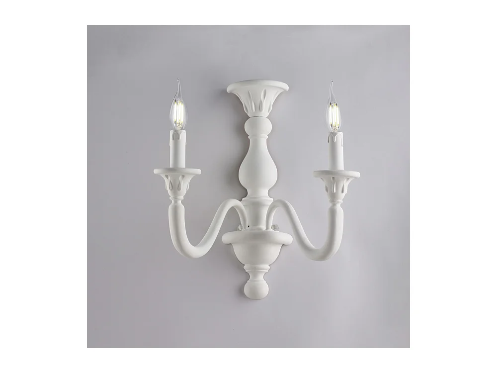 Lucca - Shabby weiße Holzwandleuchte 2 Lichter .35 - P.21 - BL271-AP2-BCO