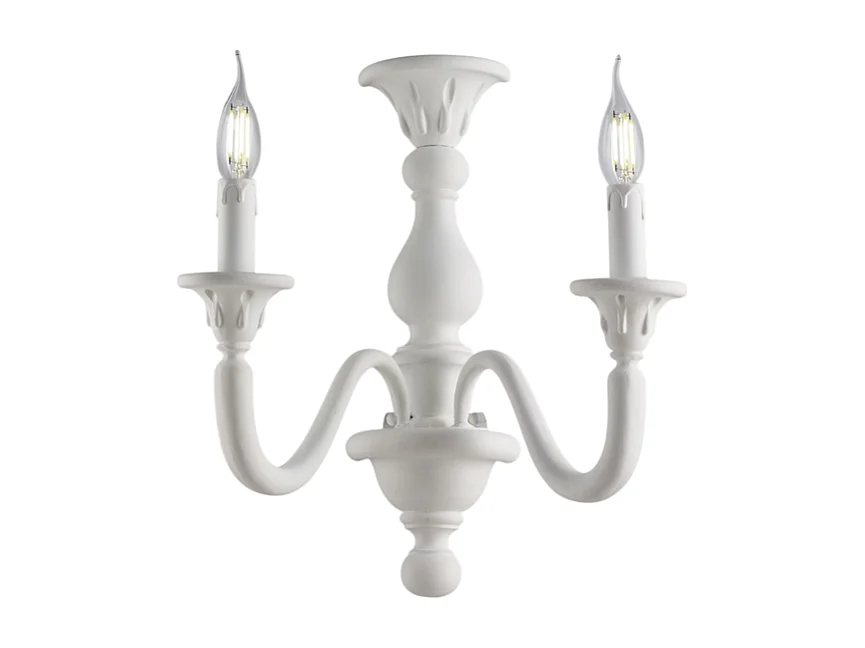 Lucca - Shabby weiße Holzwandleuchte 2 Lichter .35 - P.21 - BL271-AP2-BCO