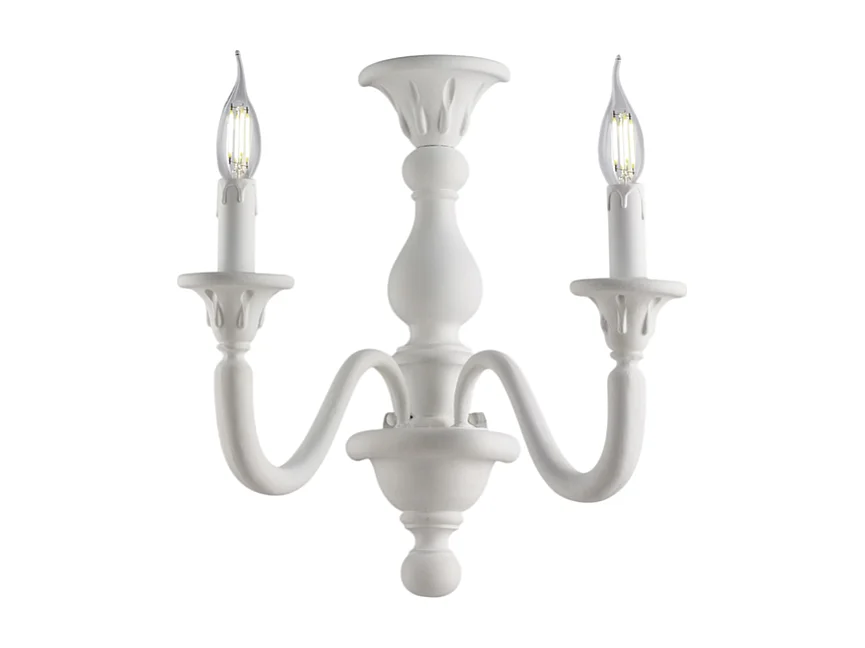 Lucca Shabby White Wooden Wall Lamp 2 Lights .35 P.21 BL271-AP2-BCO