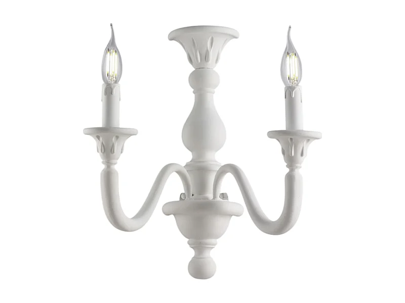 Lucca - Shabby weiße Holzwandleuchte 2 Lichter .35 - P.21 - BL271-AP2-BCO